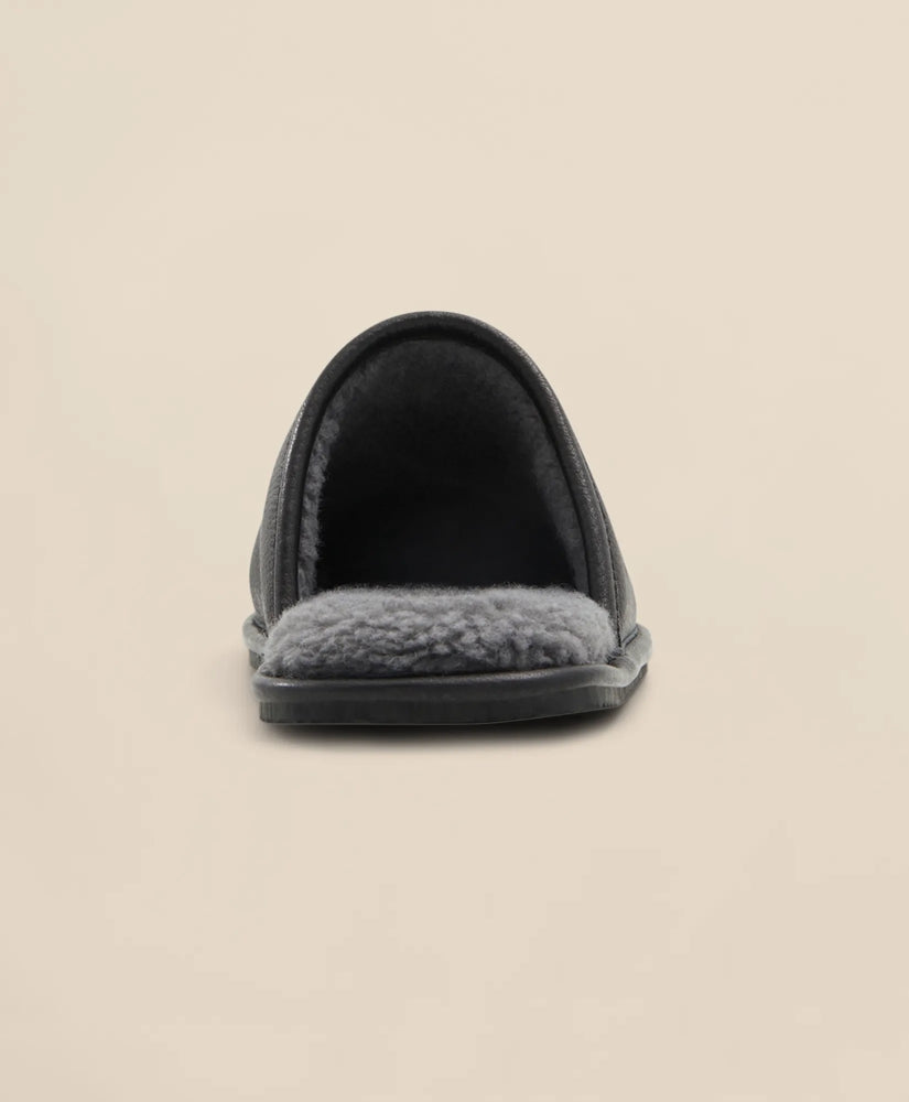 Shearling Lined Leather Slippers