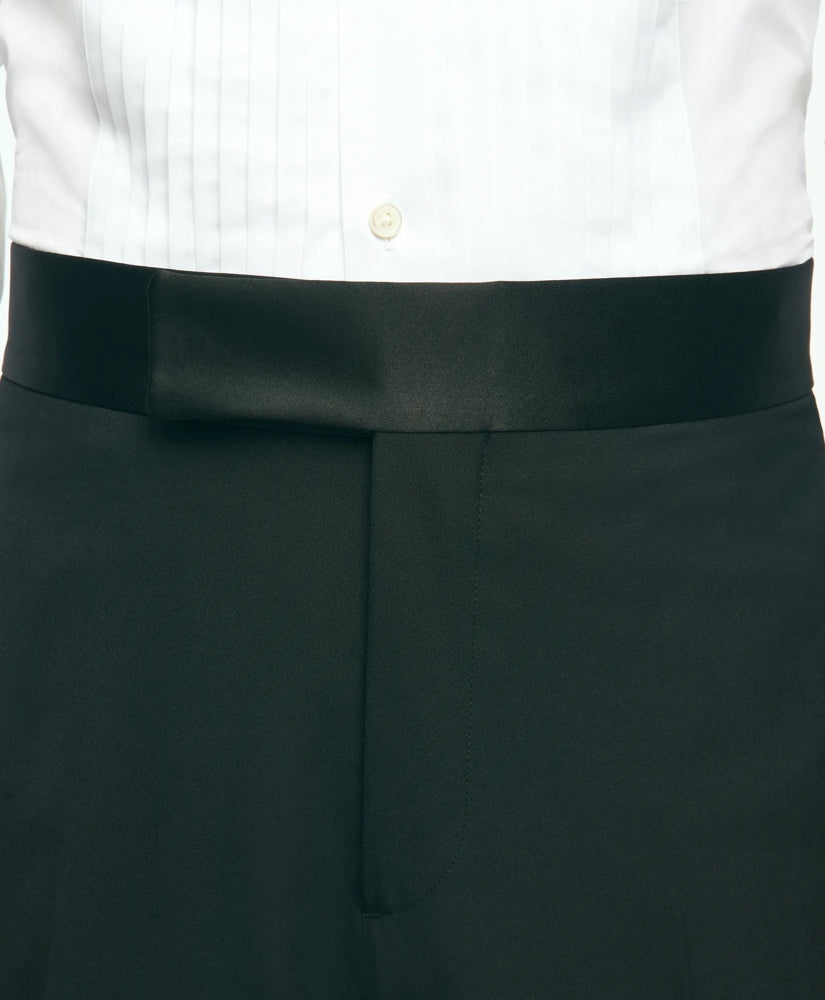 Black Fleece Tuxedo Pants in Wool-Silk
