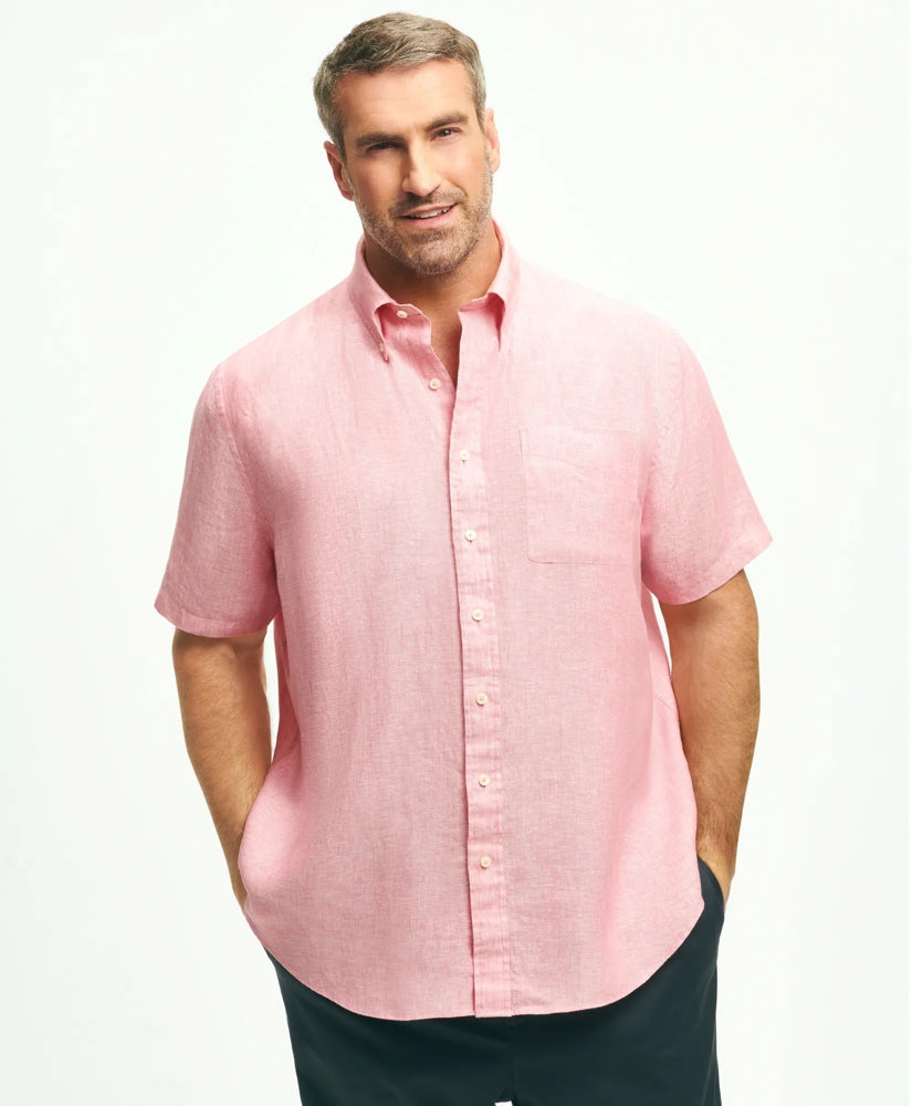 Big & Tall Sport Shirt, Short-Sleeve Irish Linen